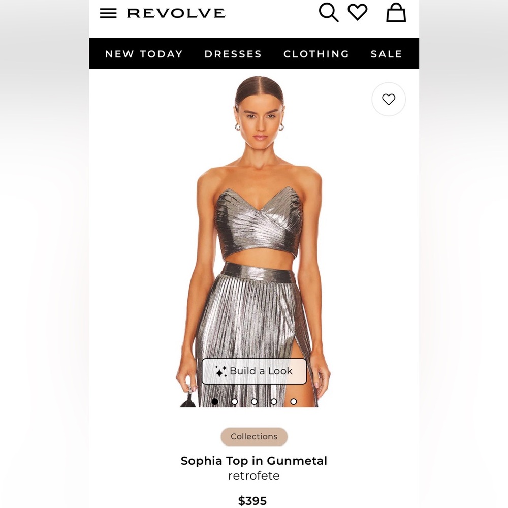 NWT Retrofete Sophia Top in Gunmetal Size XXS